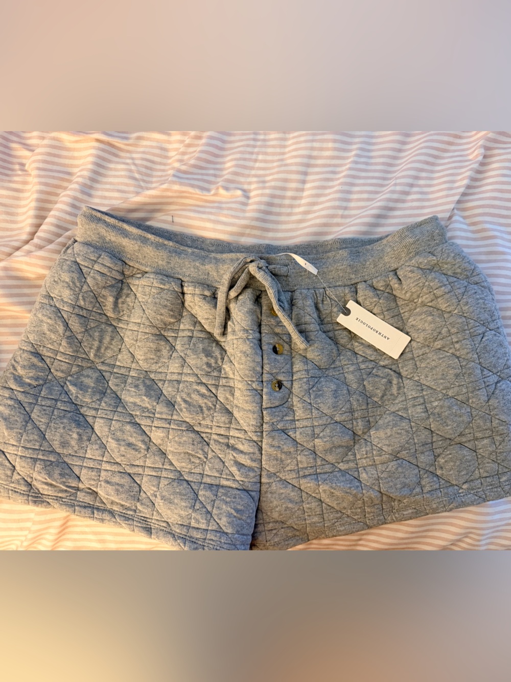 Anthropologie Quilted Grey Athletic Lounge Shorts
